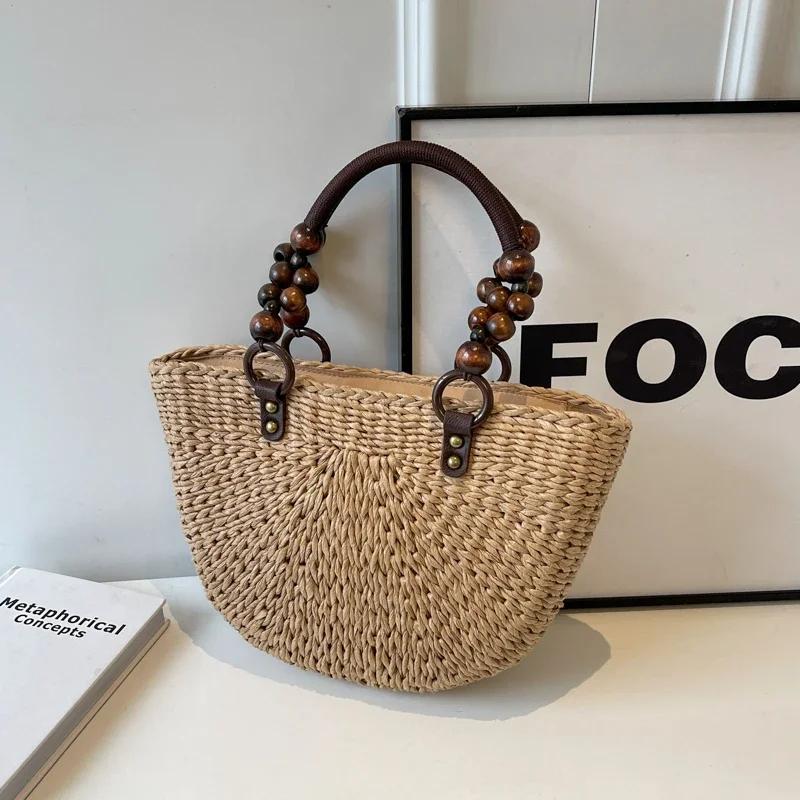 Fashion New Straw Bag Large Capacity Summer Hand Woven Rural Style Women's Shoulder Bags Versatile Style Trend Handbag