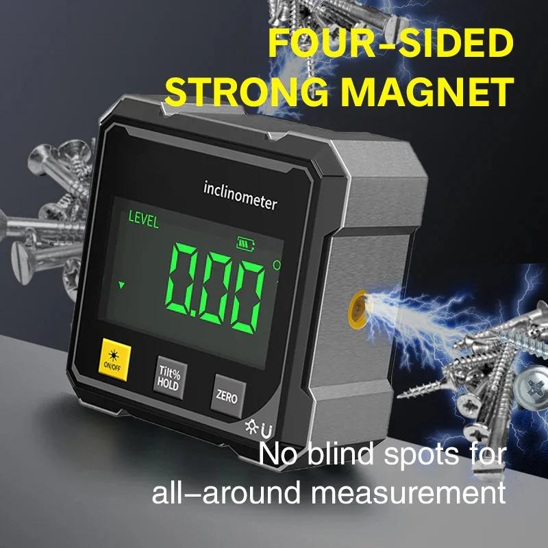 Goniometro Digitale Magnetico a 4 Lati con Protometro Elettronico Laser Orizzontometro Inclinometro Righello Angolare Misurazione Pendenza