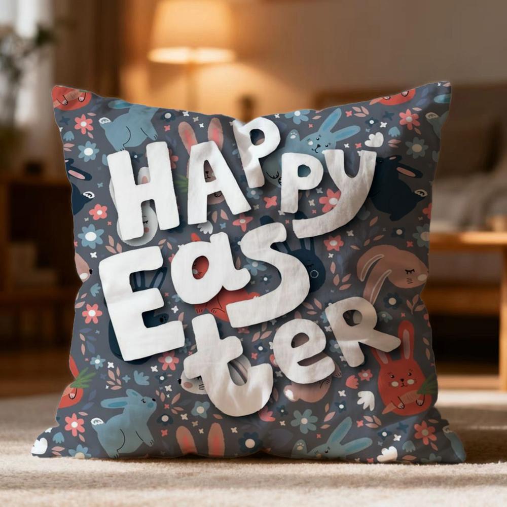 Fashion Easter Cushion Cover Soft Washable Pillow Case Multi-Scene for Couch Bed Travel Office Use