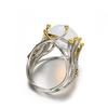 Zhenrong Women's Inlaid Moonstone-Imitation Ring, European & American Style, Plated 18K Gold Two-Tone Jewelry