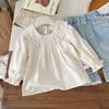 Toddler Girls' Floral Embroidered Peter Pan Collar Long Sleeve Babydoll Shirt - Autumn 2025 Arrival