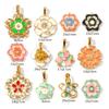 2 PCs Waterproof 304 Stainless Steel & Rhinestone Flora Charms 18K Gold Plated Enamel Flower Pendants For DIY Necklace Making