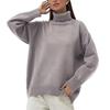 Women Sweater Tops High Collar Long Sleeve Solid Color Loose Fit Knitting Tops Autumn Winter Pullover Tops Daily Wear