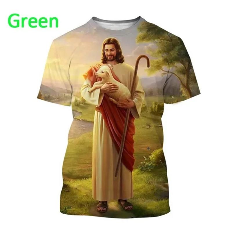 T-shirt Stampa 3D Amore di Gesù per Ogni Cristiano Moda Estiva Modello Gesù Uomo Donna Calda Manica Corta T-shirt Casual Ropa Hombre