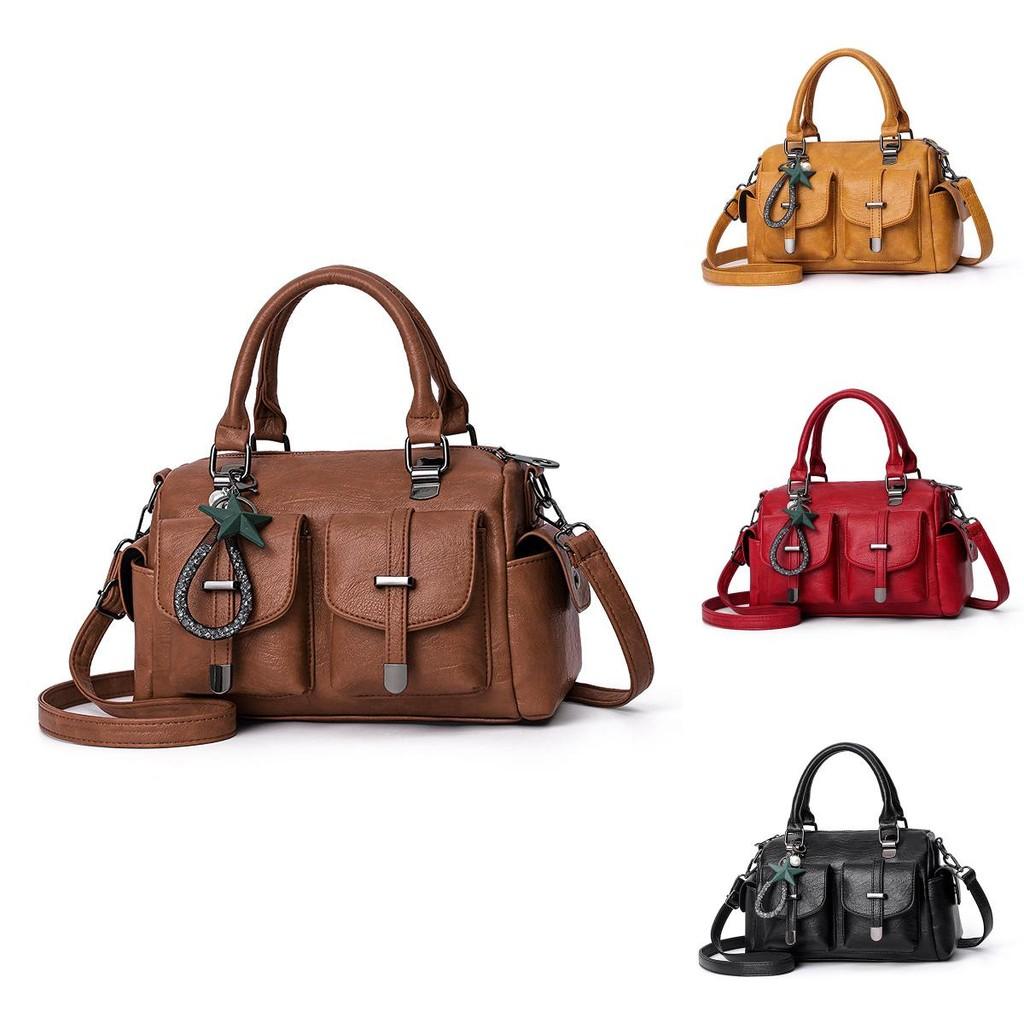 Trendy Bucket Style Shoulder Bag For Women Spacious Casual Pu Handbag With Chains