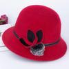 Fedoras Cap Jazz Cap Women Pompom Dome Hat Bowler Dome Wool Hat Vintage Elegant Wool Ladies Church Hat Winter Autumn Warm Cap