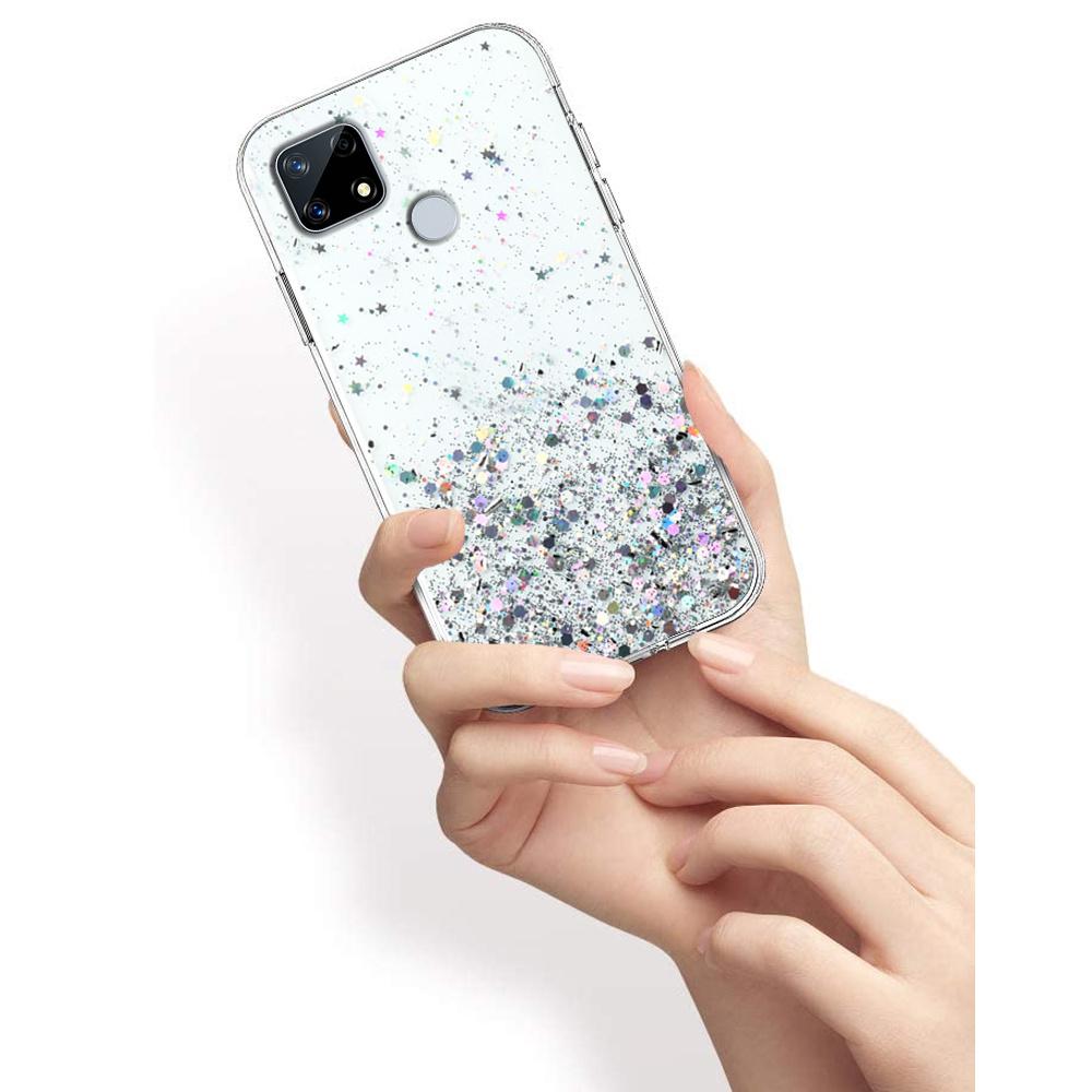 Realme 7i Case, Glittery, Transparent