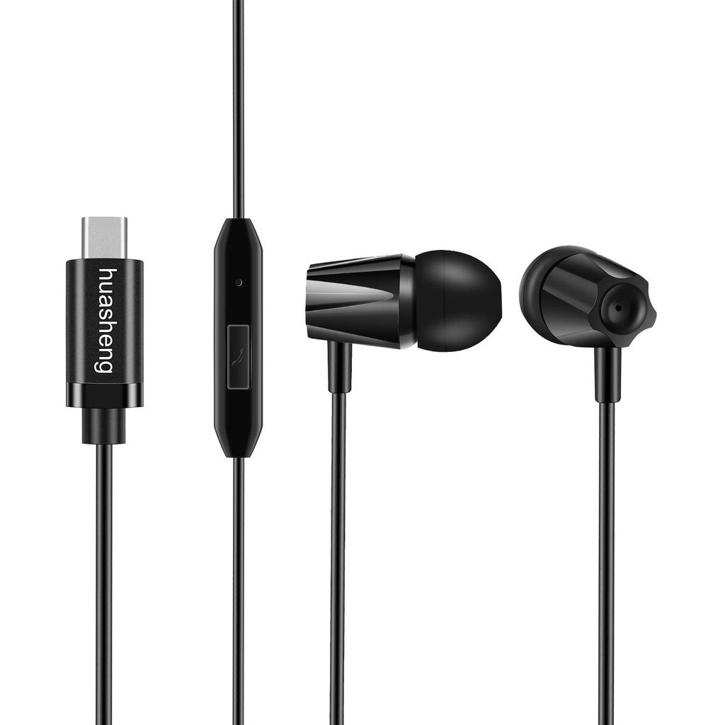Huasheng USB-C In-Ear Earphones with Type-C Port, High-Resolution Audio Support, Hands-Free Calling, and Multi-Function Mic (Compatible with