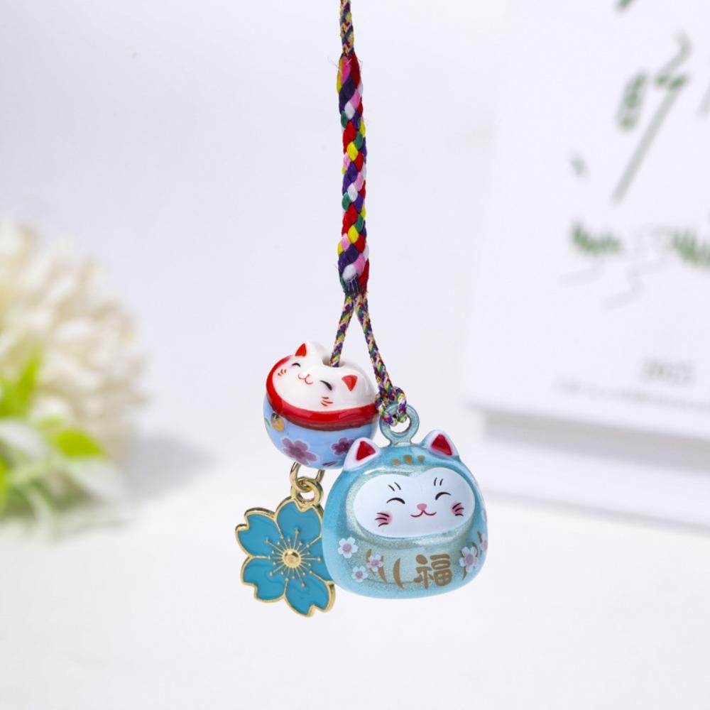 Cute Lucky Cat Pendant Fantastic Phone Strap Personality Maneki Neko Key Chain  Girls