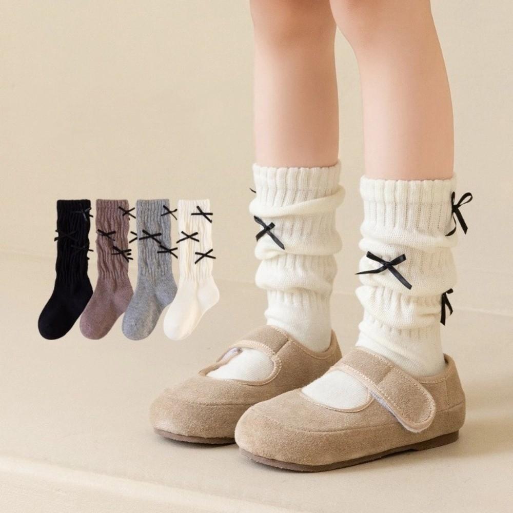 Korean Style Long Girls Socks Solid Color Grils Stocking Soft Pile-up Socks  1-5 Year