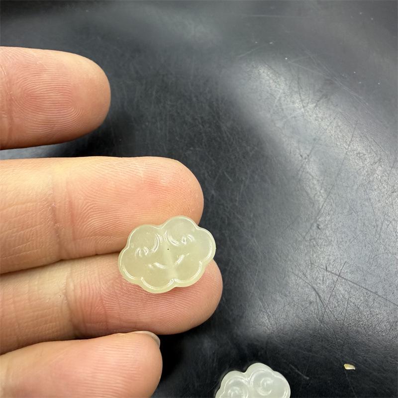 Natural Hetian Jade Beads: Elephant, Peach, Auspicious Clouds, Ruyi Lock, Square Buckle