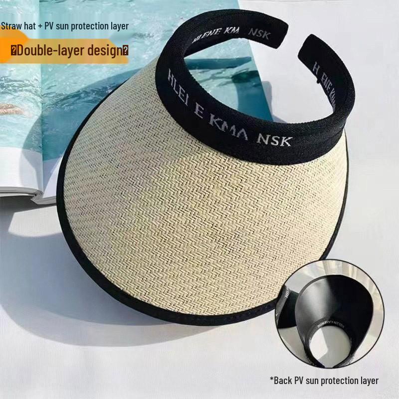 Women's UV Protection Summer Sun Hat, Open-Top with Large Brim, Foldable and Sunshade Design with Face Shield