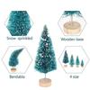 8 Stück Mini Weihnachts-Kieferbaum Dekorationen mit Holzsockel Sisal Seide Flaschenbürstenbäume Für Weihnachtsfeier Frohes Neues