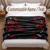 Rose Floral Theme Soft Blanket Personalized Custom Name Text Print Warm Blanket Home Sofa Bedroom Decor
