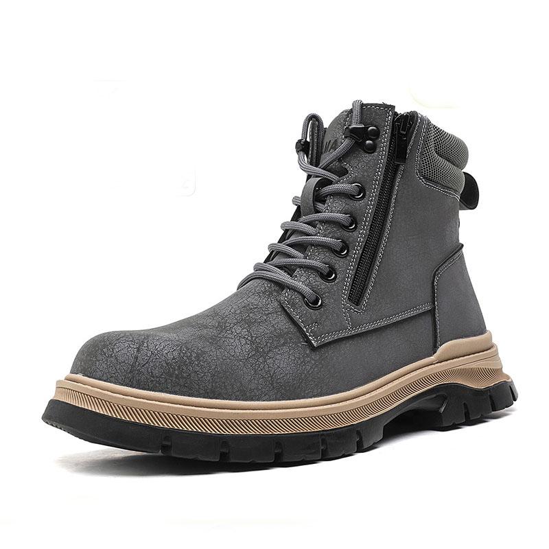 Fashion New High Top Men's Shoes Platform Autumn Winter Men Work Ankle Boots Waterproof Shoes Safety Botas Side Zipper Zapatillas Hombre