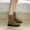 Queen Fan Retro British Style Thick Heel Martin Boots Women's 2025 New Autumn Thin Pile Medium Boots