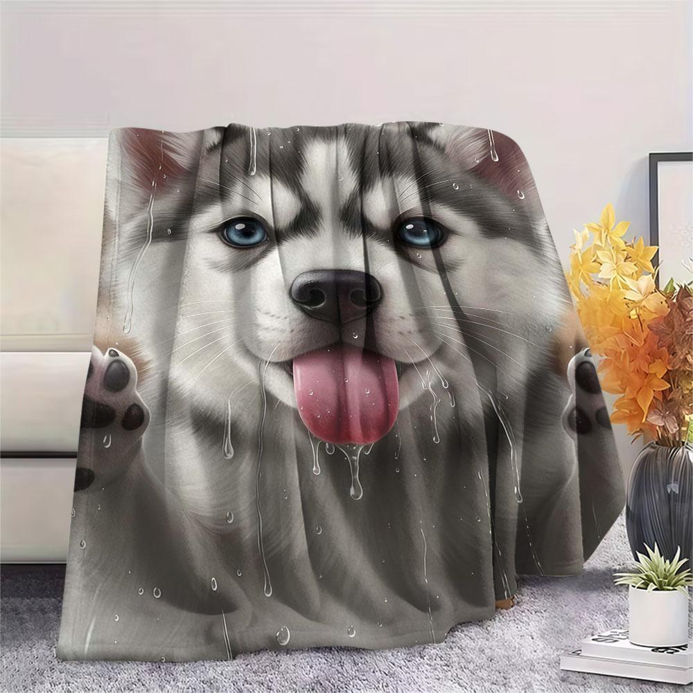1Pc Cutepuppy Print Flannel Blanket, High quality Comfortable for All Seasons, Home Decor, Warmth and Comfort, Perfect for Christmas Gifts