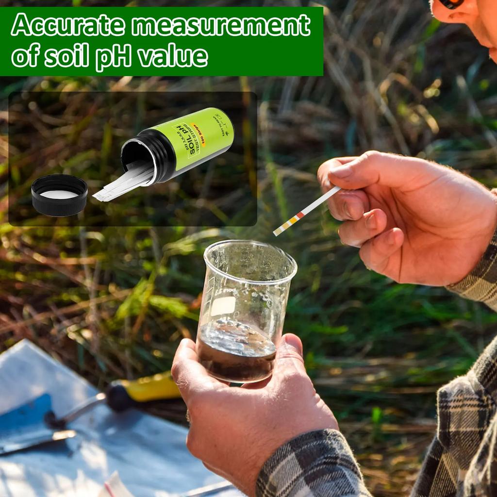 100 Pack Soil pH Test Strips Gardening Lawn Plants Water Soil Acidity Test Instrument High Precision Professional Tool