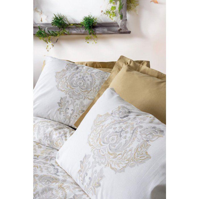 Parure de lit - 1 housse de couette 140 x 200 cm + 1 taie d'oreiller 60 x 60 cm - 100% coton renforcé - Moutarde