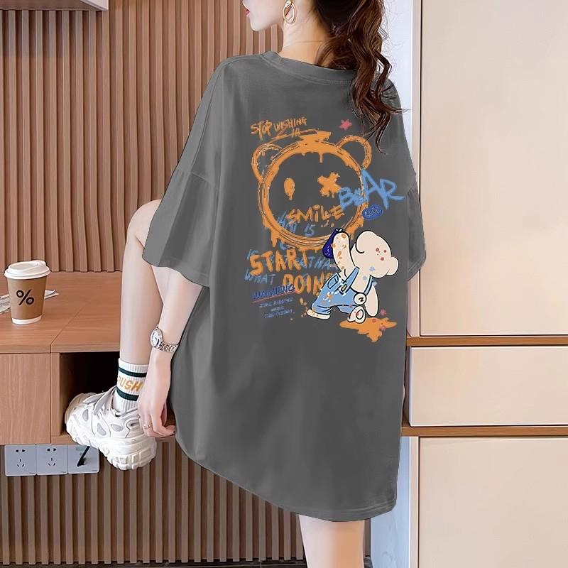 

Футболки из чистого хлопка для женщин 2025 года, летние забавные мультяшные принты в стиле хип-хоп, повседневные футболки в стиле Харадзюку, свободные, с коротким рукавом, черные, y2k Топы 3XL серый