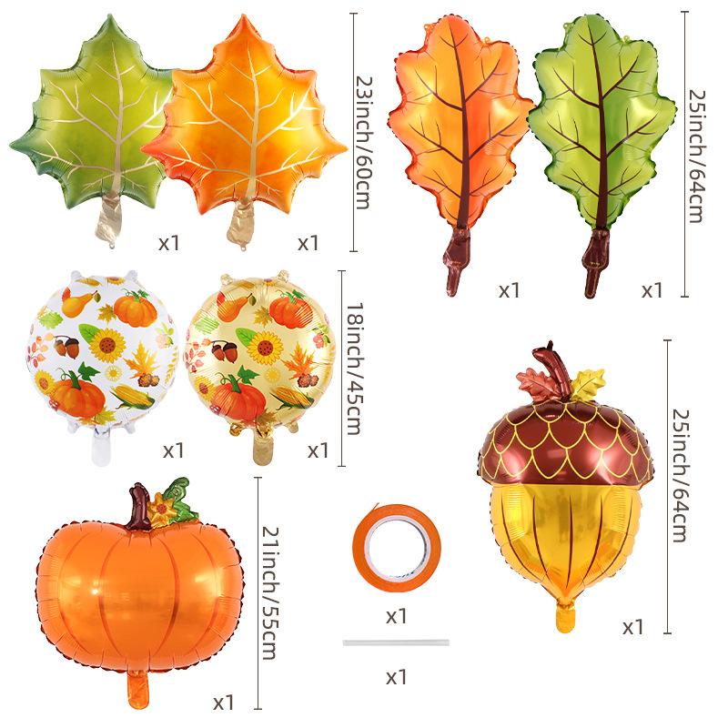 Celebrate the Harvest Thanksgiving Balloon Set Pumpkin Maple Leaf Pine Cones Aluminum Film Balloon Birthday Party Decoration Props