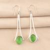Natural Green Cat's Eye Gemstone 925 Sterling Silver Handmade Hook Earrings2.63" EE-136-35