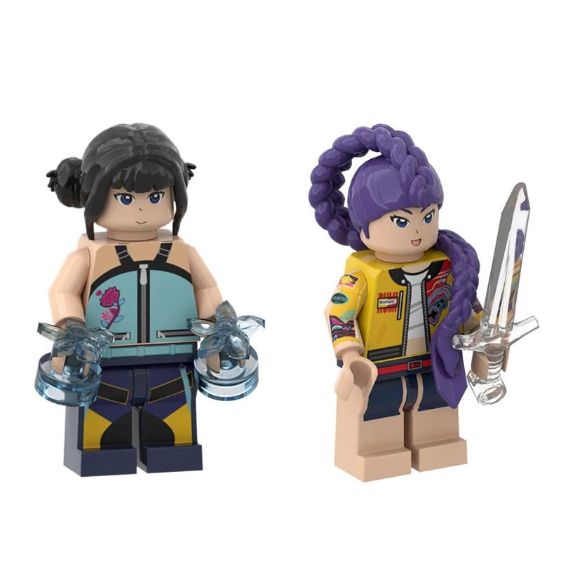 KPOP Dämonenjäger Cartoon Puppe Bausteine Kawaii Mini Actionfigur Kopf Montage Spielzeug Lernspielzeug für Kinder Geschenk