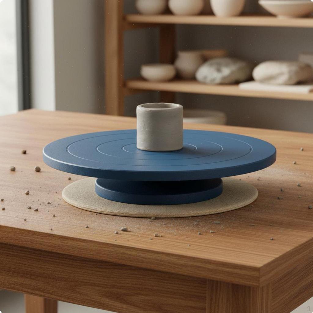Pottery Turntable Double Bearing Design Clay Sculpting Smooth Rotation Manual