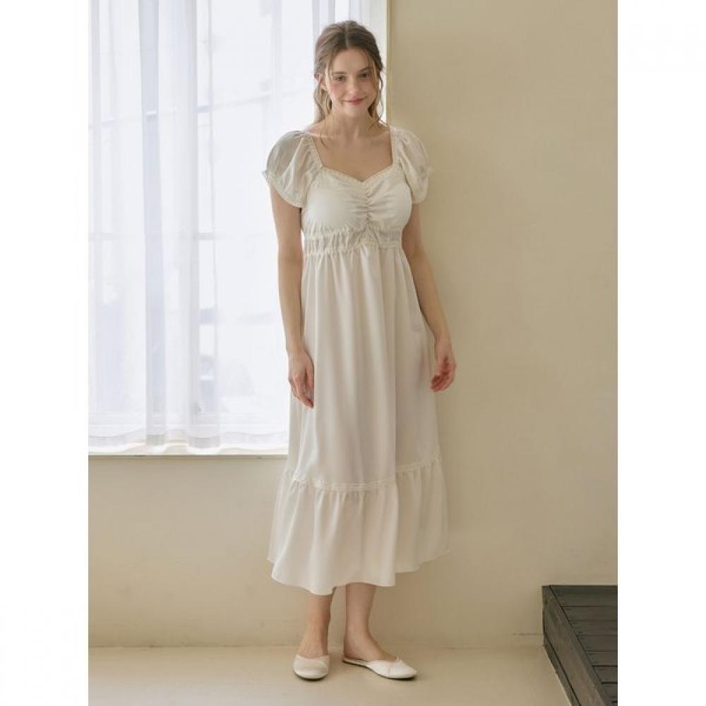 Lunaluz Women Satin Square Neck Short Sleeve Dress Pajama