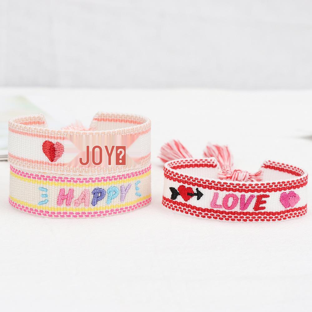Colorful Embroidered Letter Bracelet for Women - Handmade Woven Rope with Tassel for Best Friends
