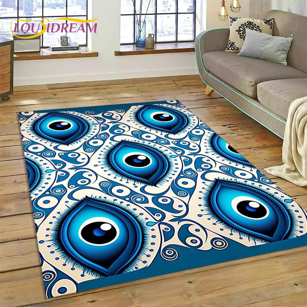 Evil Eye Turkey Blue Nazar Eye of Horus Rug Carpet for Living Room Bedroom Decor,Floor Mat Non-slip Decoration for Sofa Doormat