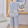 Tallas Grandes 3XL-8XL Conjuntos de 2 Piezas de Gasa de Verano Oversize Ropa para Mujer Casual Elegante Holgado Pantalones de Pierna Ancha