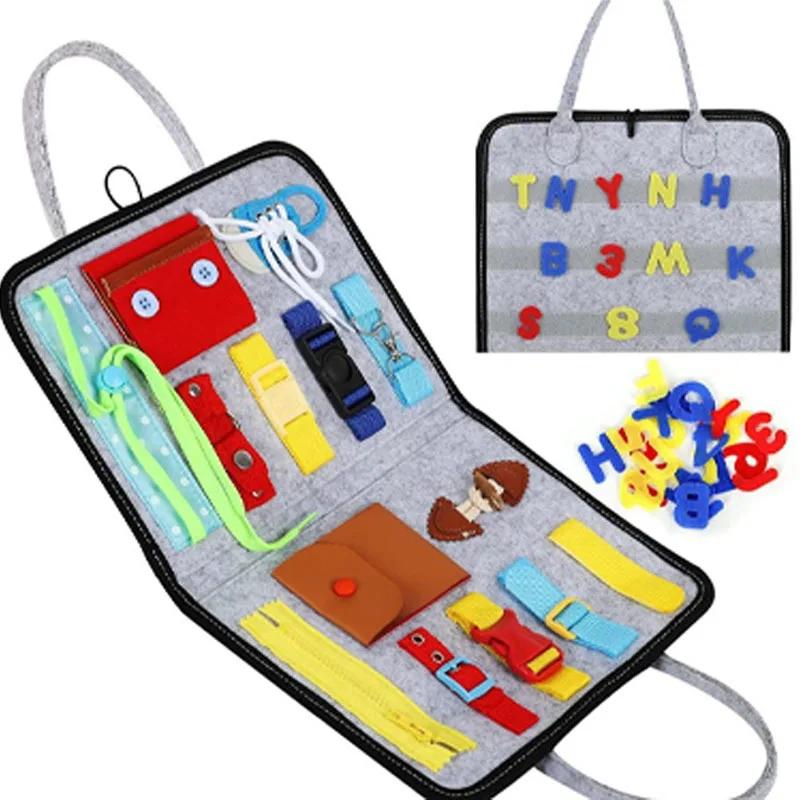 Placă Senzorială Busy Board Montessori Jucării de Învățare Pentru Copii Mici Jucărie Senzorială Pliabilă Placă de Activități pentru Copii Mici-Educațional Învață