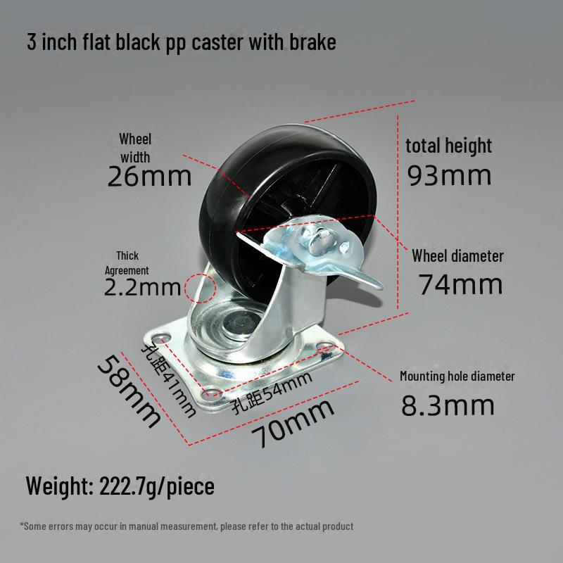 Roată filetată din PP de 1,5 inch pentru mobilier, pentru măsuță de cafea, canapea sau dulap