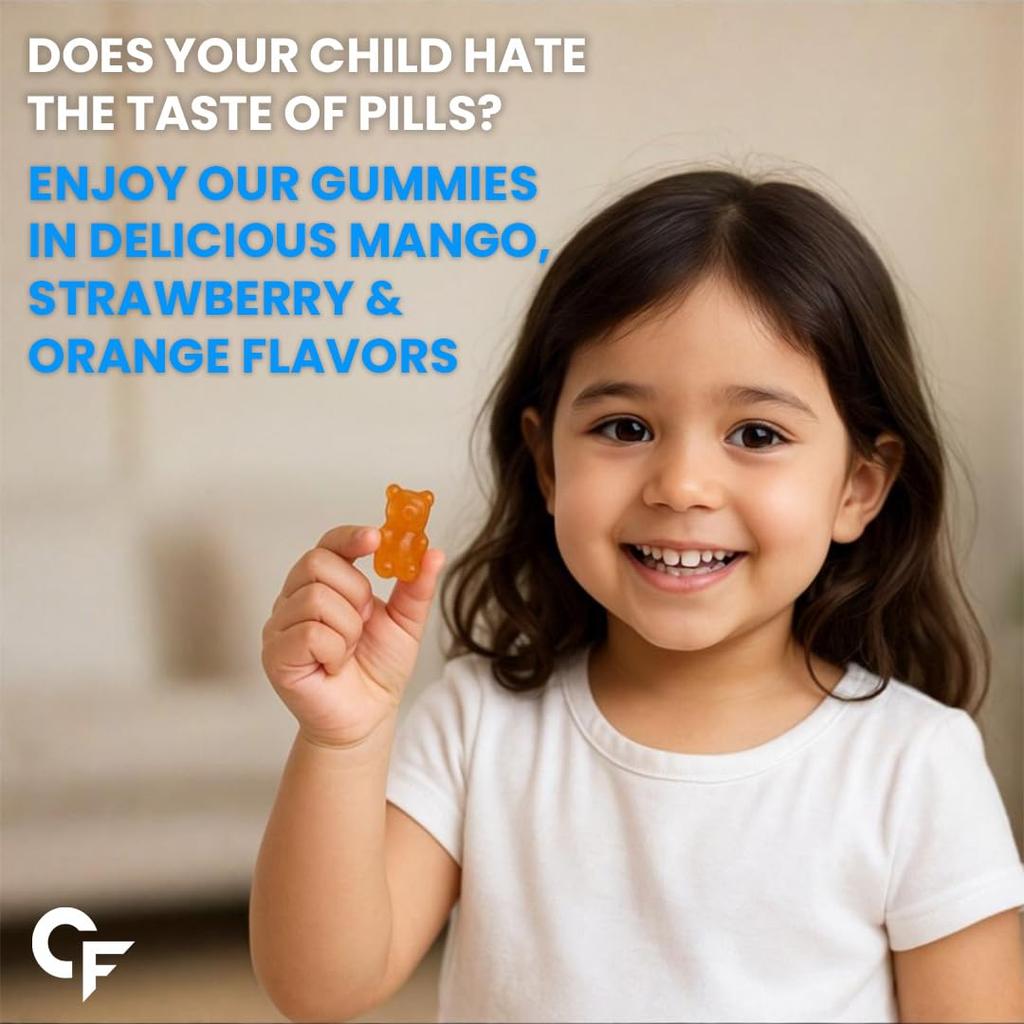 Carbamide Forte Kids Multivitamin Gummies No Added Sugar Daily Nutrition Support Chewy Gummy Bears 60 Count
