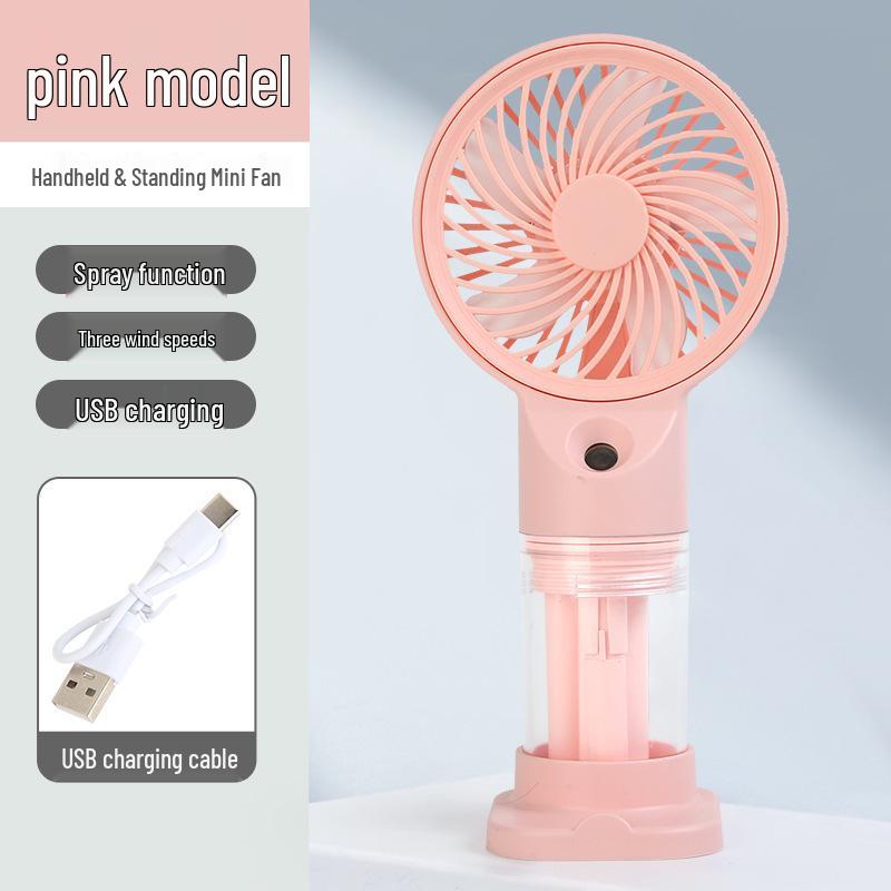 Cute Cartoon USB Rechargeable Mini Desk & Handheld Fan Spray Fan