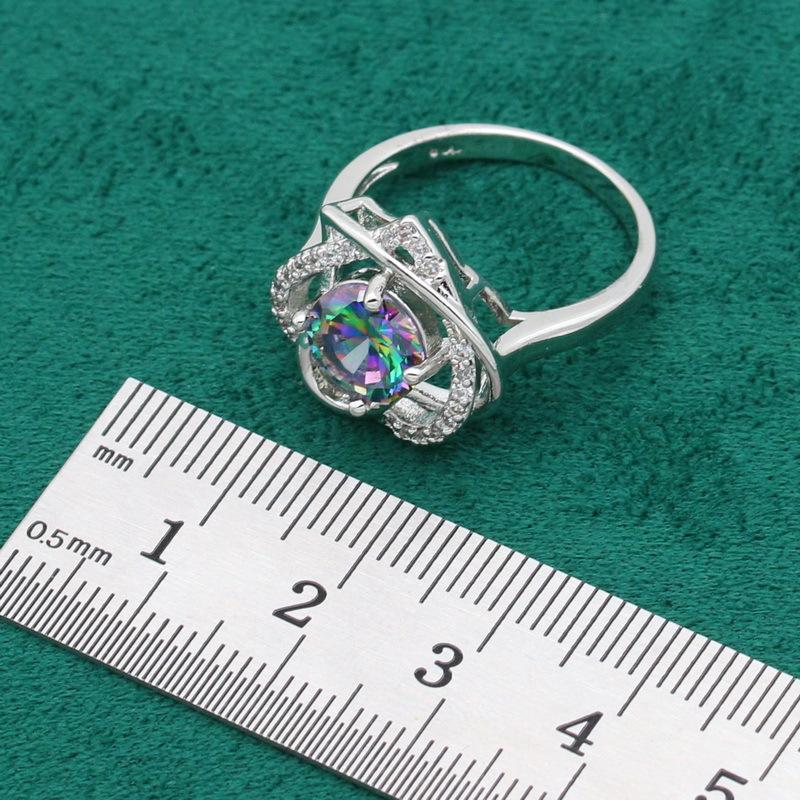 Europe and The United States Popular Colorful Zircon Inlaid Heart Shaped Set Necklace Earrings Ring Bracelet Full Diamond