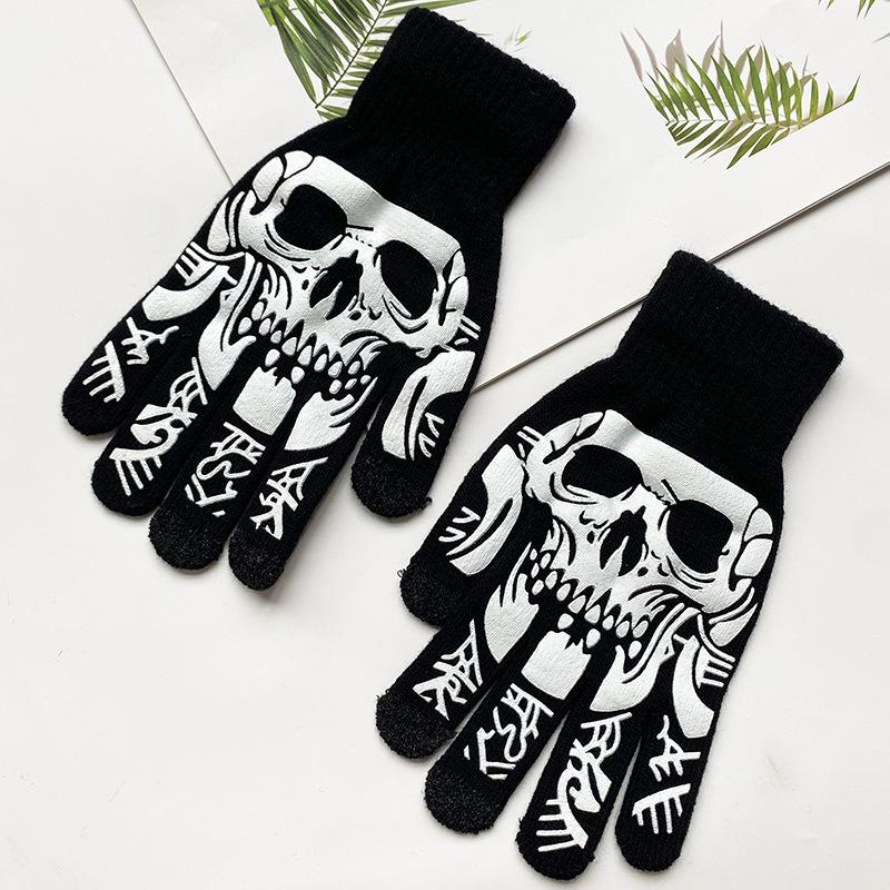Luminous Skull Skull Claw Gloves, Halloween Glow Gloves Skull Gloves
