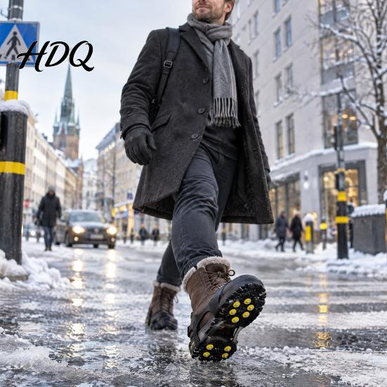 Lightweight Crampons 1 Pair Ice Cleats with 10 Studs Anti-slip Grips Snow Durable Traction Crampons Winter Walk for Outdoor Hiking Fishing Aid