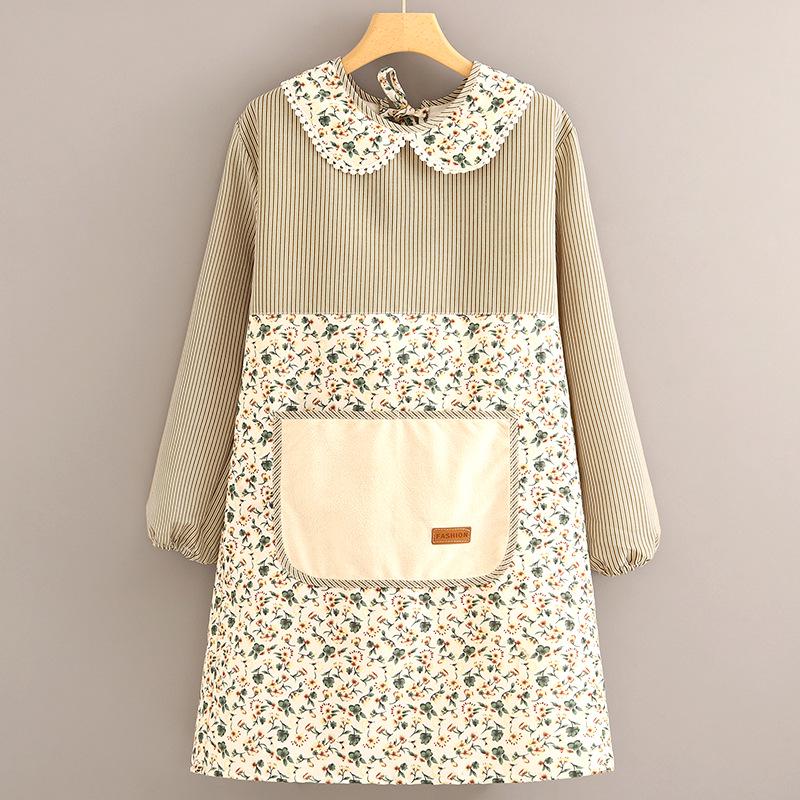 Women's Long Sleeve Canvas Apron - Breathable, Stain & Wear-Resistant Cooking Coveralls for Home Kitchen