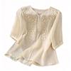 Womens Spring Tops Embroidered Loose Fit Blouse Summer Shirts for Women Casual Style Womens Summer Shirts Dressy Tops for Women