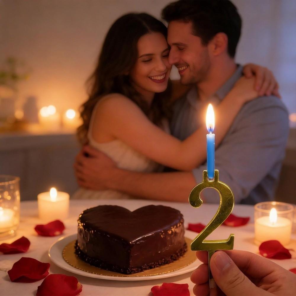 Reusable Metal Number Candle Holders Number 0-9 Cake Candlestick  Family Gathering