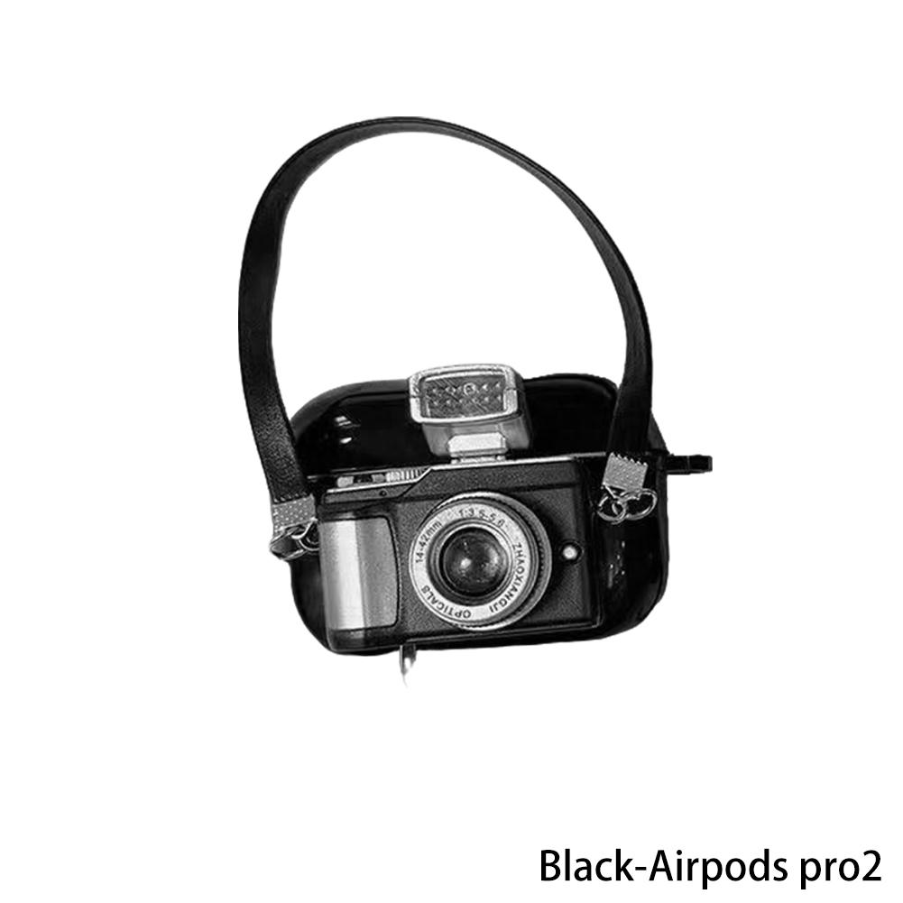 

Винтажная камера для Apple Airpods 4 3 2 1 Pro Мягкий силиконовый защитный чехол для наушников для Air Pods 3-го поколения Airpods pro2 чёрный