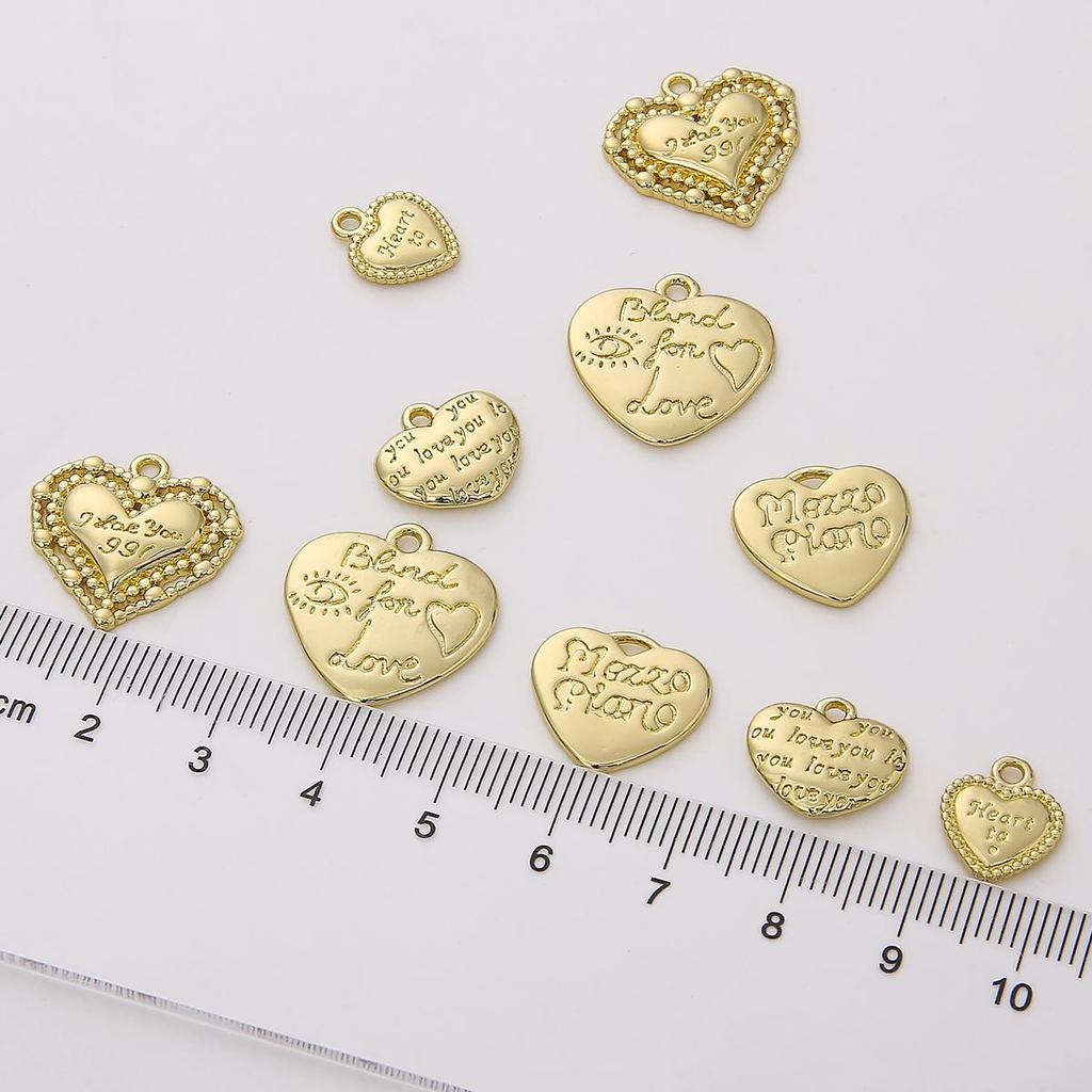 1pc Brass Embossed Heart Charms Lovely Pendnat for Earring Necklace Bracelet Jewelry Making