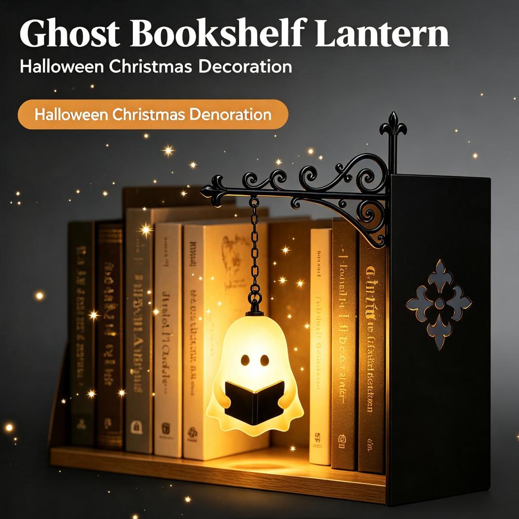 Halloween Themed Warm Night Lights Bookend Shelf Lamp Book Stopper for Office Reading Room Desk Decoration Reader Gift