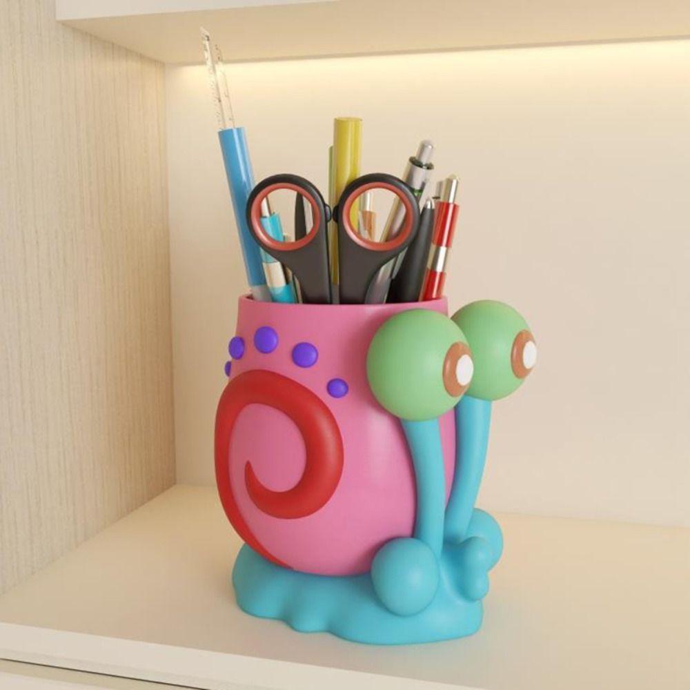 Large Capacity Makeup Brush Holder Snail Pen Container Funny Pen Holder School Supplies