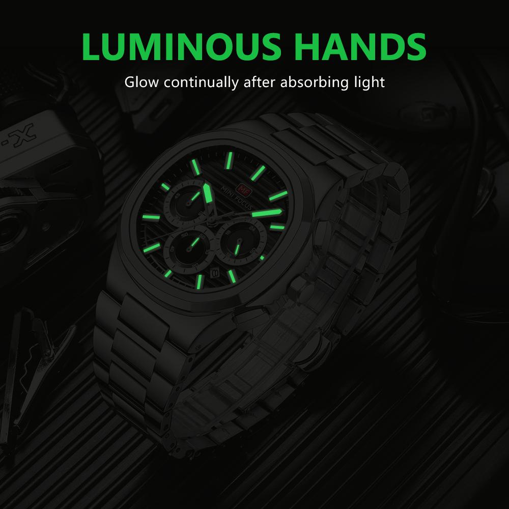 Stainless Steel Man Watch Leisure Fashion Quartz Wrist Watches Waterproof Outdoor Multifunctional Business Watch