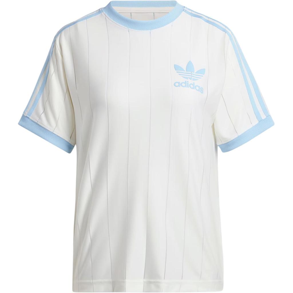 Adidas Originals Stripes Letter Print Sports Crew Neck Short Sleeve T-Shirt Women Tops Han-Jade-White IR7469