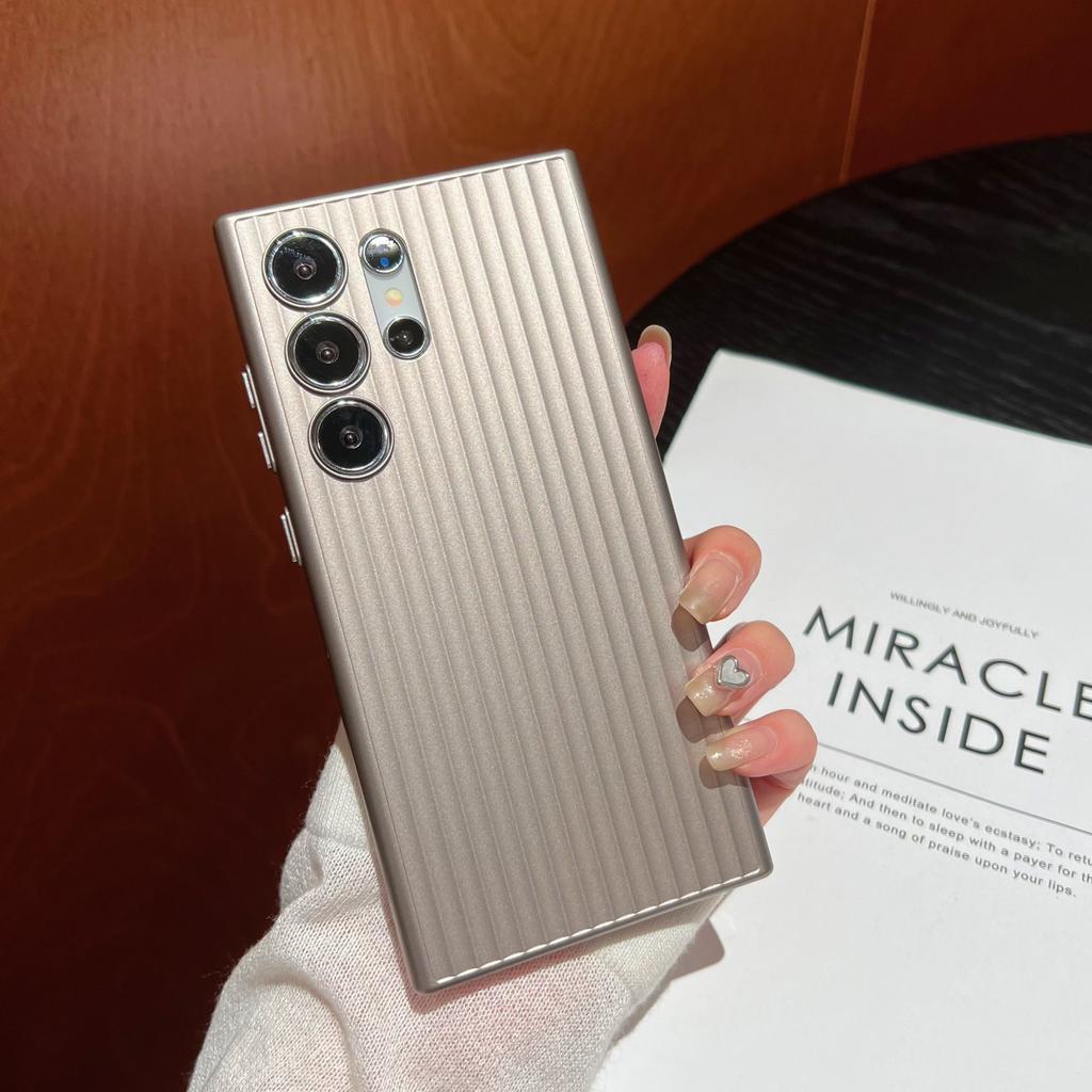 Corrugated grating pattern is suitable for Samsung S26ultra skin-sensitive mobile phone case S24plus anti-drop PC hard protective case S23.