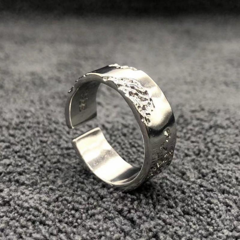 Adjustable Open Ring Women Men Geometric Broken Texture Minimalist Dark Chic Plated Copper Jewelry